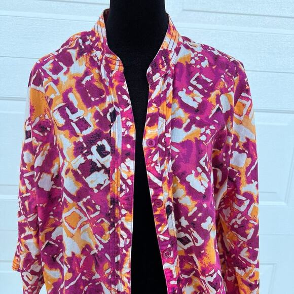 BRECKENRIDGE women's size XL, 3/4 SLEEVE, BUTTON DOWN, cotton SHIRT - Picture 1 of 11